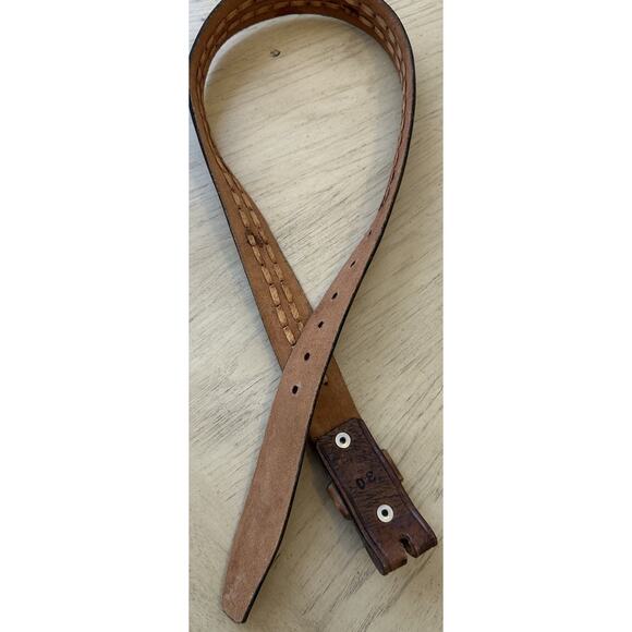 vintage TOOLED buckle belt 34 cowhide WESTERN braided RODEO brown COWBOY - Picture 4 of 15